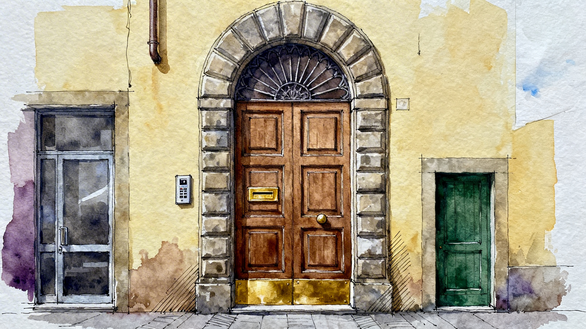 Architectural sketch of Palazzotto Pitti entrance